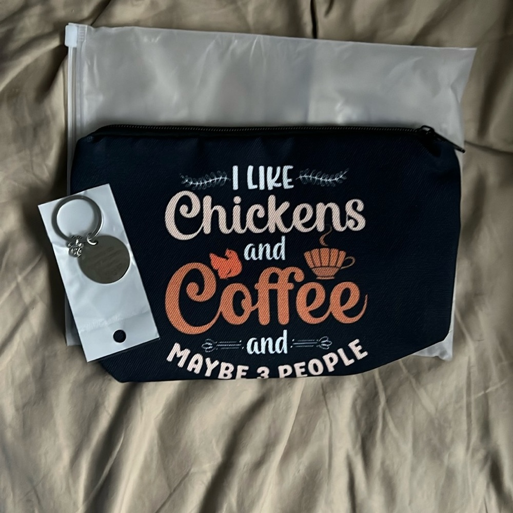 NWT Chicken makeup bag and keychain